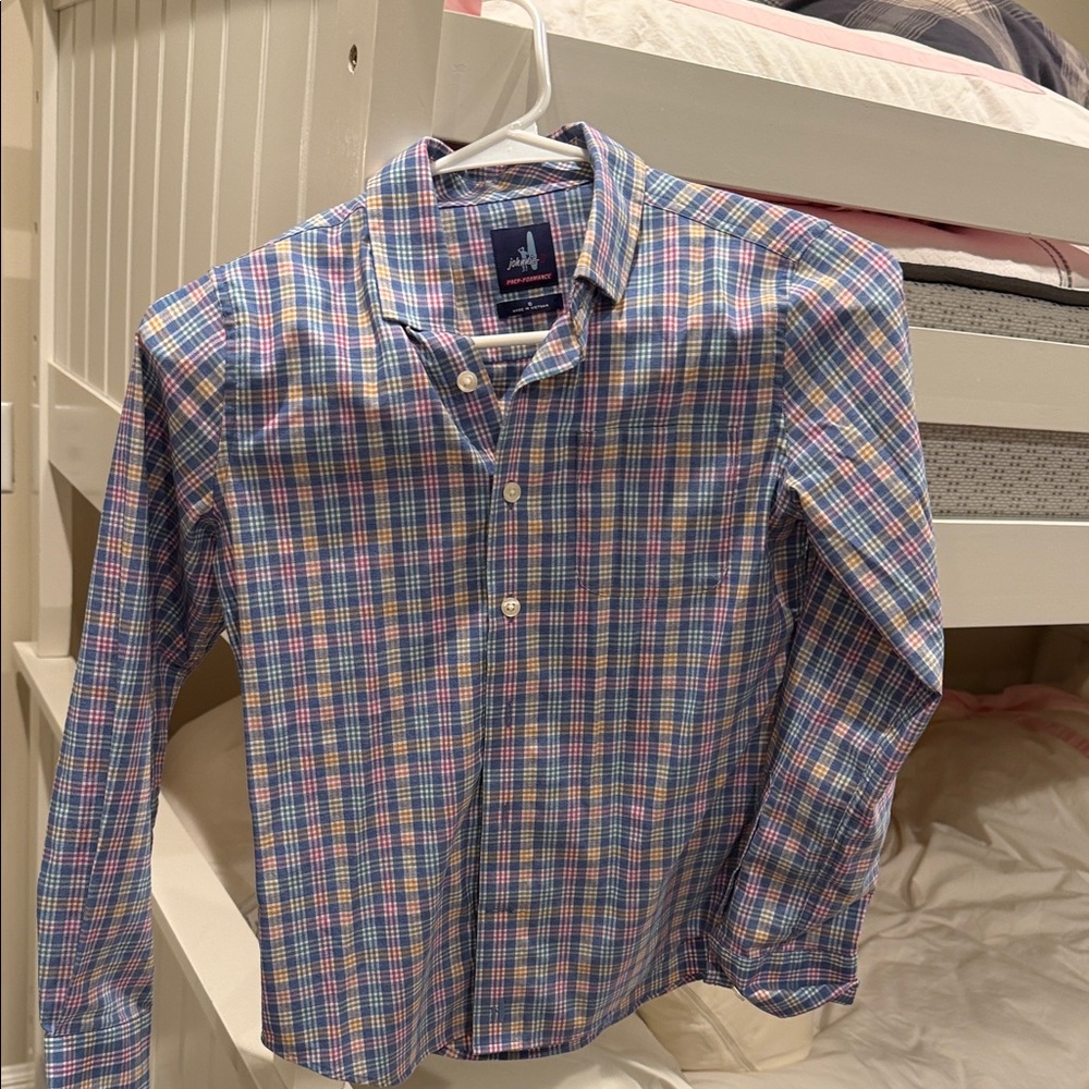 johnnie-O boys size 10 Blue and Red Plaid Button Down Shirt